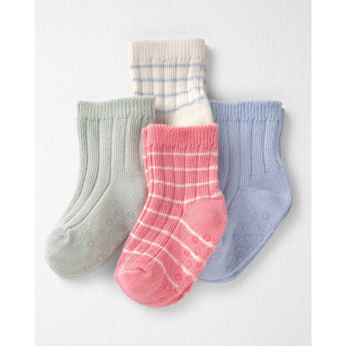 Baby Girl 4-Pack Slip Resistant Socks Made with Organic Cotton  - Little Planet | Carter's