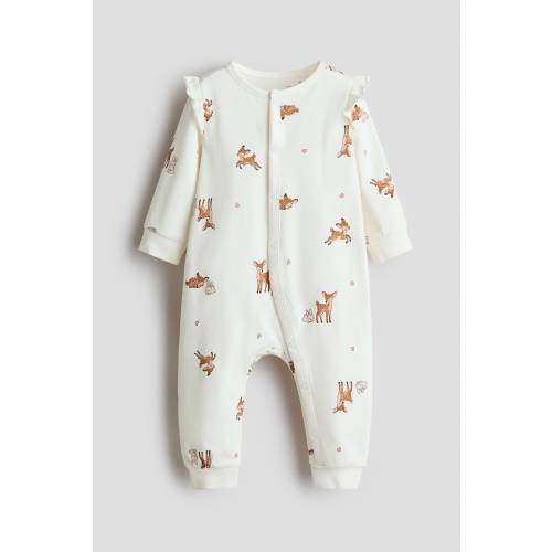 FRILL-DETAIL COTTON SLEEPSUIT