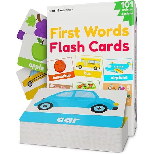 101 First Words Travel Size Flash Cards - 202 Sides - Learn Objects, Numbers & Play Games - Toddler Learning Educational Toys - Age 1-3