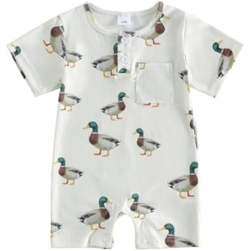 Newborn Duck Clothes Baby Boy Girl Summer Romer Funny Duck Onesie Infant One Piece Animal Bodysuit Jumpsuit Outfit