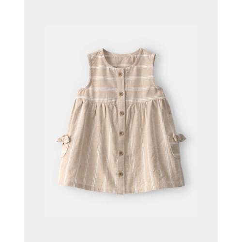 Baby Girl Stripe Sleeveless Dress - Khaki/Ivory | Carter's 0 - 3 MO