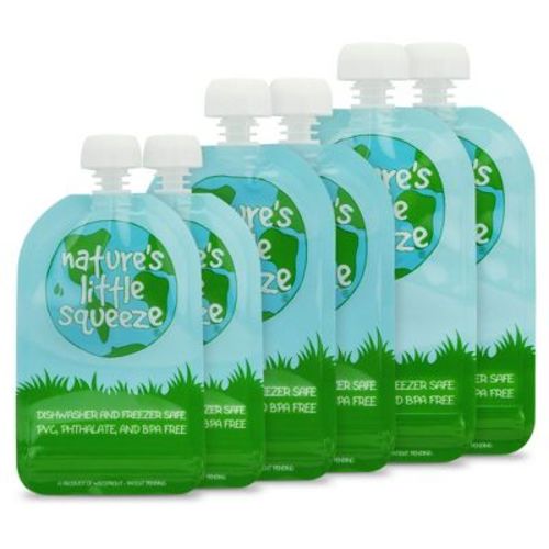 WeeSprout Double Zipper Reusable Food Pouches for Babies & Toddlers, 6-Pack
