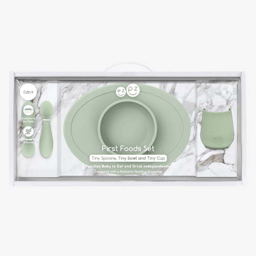 ezpz First Foods Set - Baby Mealtime Tools, 100% Silicone, BPA Free, Dishwasher Safe