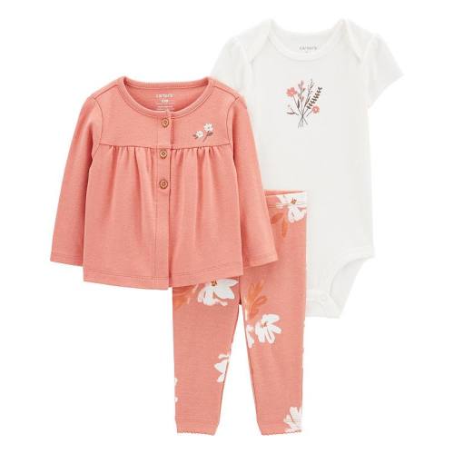 Baby Girl Carter's Cardigan, Bodysuit & Pants Set