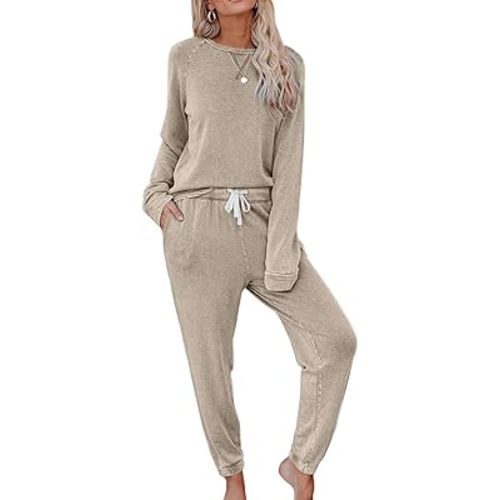 Women's 2 Piece Outfits Lounge Sets Long Sleeve Tops and Jogger Sweatpants Sweats Track Suits Loungewear Pajama Sets