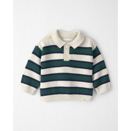 Baby Boy Organic Cotton Sweater Knit Polo in Stripes - Little Planet | Carter's