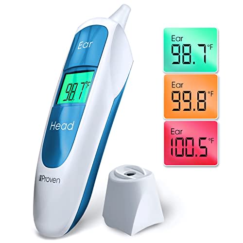 IPROVEN Digital Ear Thermometer for Adults, Kids and Babies, [Fast, Accurate and Easy to Use] Fever Alarm, Ear and Forehead Mode, LED Display with Big Buttons, Unique Design, DMT-316