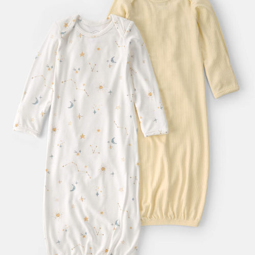 Baby 2-Pack Constellation PurelySoft Sleeper Gowns - Yellow/Ivory | Carter’s Oshkosh Canada