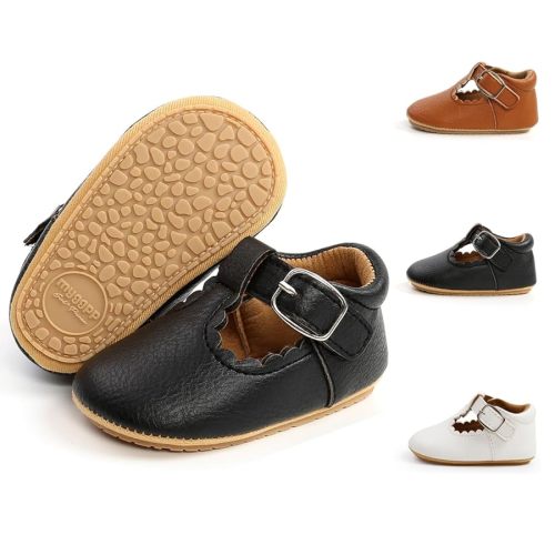 Meckior Infant Baby Girls Soft Sole Bowknot Princess Wedding Dress Mary Jane Flats Prewalker Newborn Light Baby Sneaker Shoes