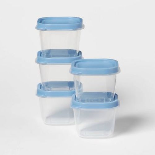 10pc (Set of 5) 2c Plastic Food Storage Container Set Blue - Room Essentials™