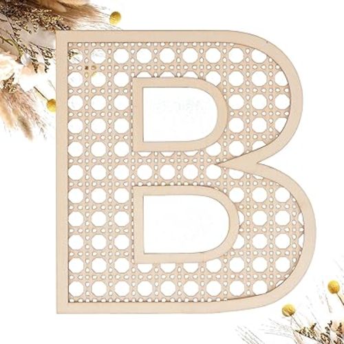 Wooden Rattan Letters 8 inch Wood Letters B for Wall Decor Crafts Boho Nursery Decor for Baby Shower Wedding Bedroom Name Signs Large Rustic Letter Home Decoration