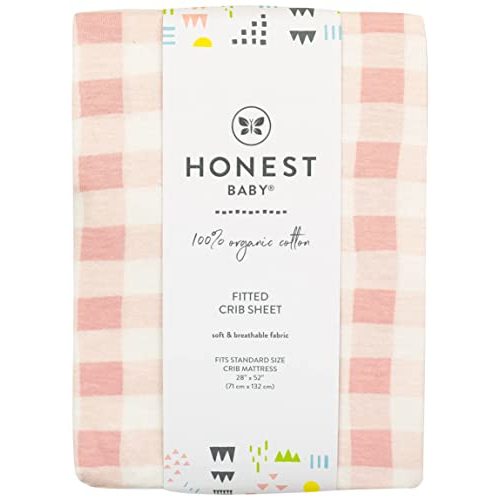 HonestBaby Unisex-Baby Fitted Crib Sheets Set Standard Mattress, 100% Organic Cotton Baby Boys, Girls, Neutral, 1 Pack - Tutu Cute, One Size