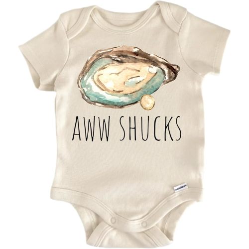 Oyster Seafood Baby Bodysuit – Cute Infant Outfit, Unisex Cotton Clothes, Soft Short Sleeve Newborn Coastal Ocean