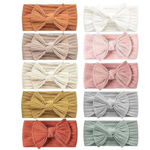 10PCS Baby Nylon Headbands Hair Bows Elastics Handmade Hair Accessories for Baby Girls Babies Newborn Infant Toddler 0-3 0-6 6-12 Months