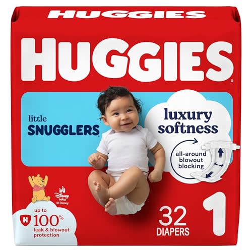 Huggies Size 1 Diapers, Little Snugglers Baby Diapers, Size 1 (8-14 lbs), 32 Count, Packaging May Vary