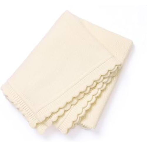 Knit Baby Blanket Soft Warm Newborn Receiving Swaddle Blankets Cozy for Crib Infant Boy Girl 40x30in Creamy White
