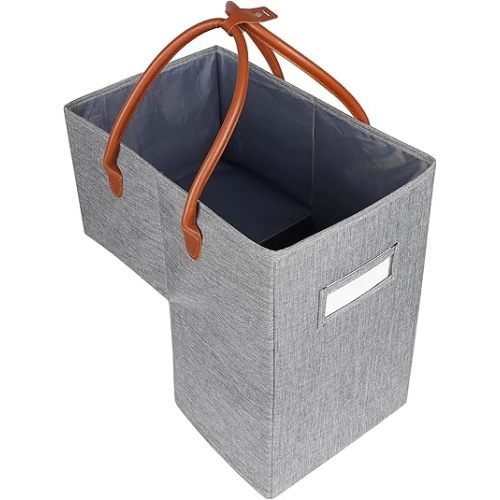 Stair Basket w/Rounded Handle - Stain Resistant, Durable, & Collapsible - Modern Staircase Storage Basket for Wooden & Carpeted Stairs