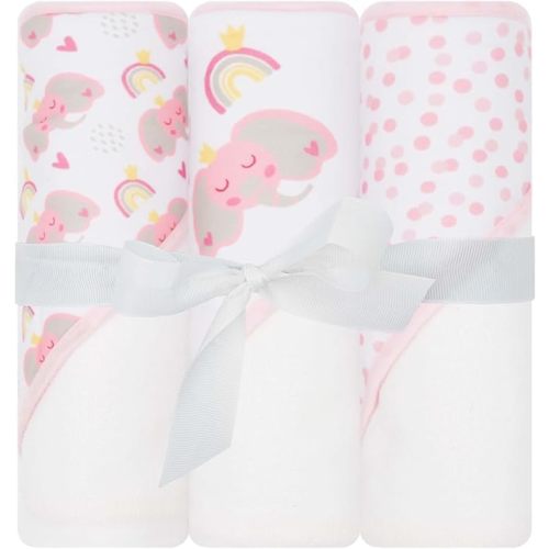 Hooded Baby Towels 3-Pack – Soft Baby Bath Towels with Hood for Newborns & Toddlers, Baby Hooded Towel Set, 30" x 26" (Sweet Elephant)