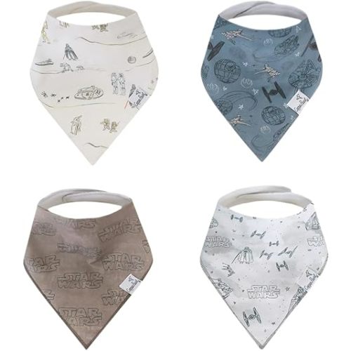 Copper Pearl Disney Baby Bibs 4 Pack, Soft Cotton Bandana Drool Bibs for Baby Girl & Boy, Drooling Teething