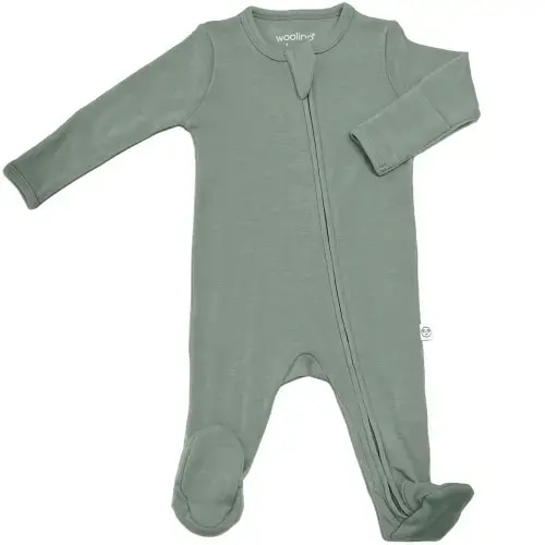 Footie Pajamas, Merino Wool, Sage