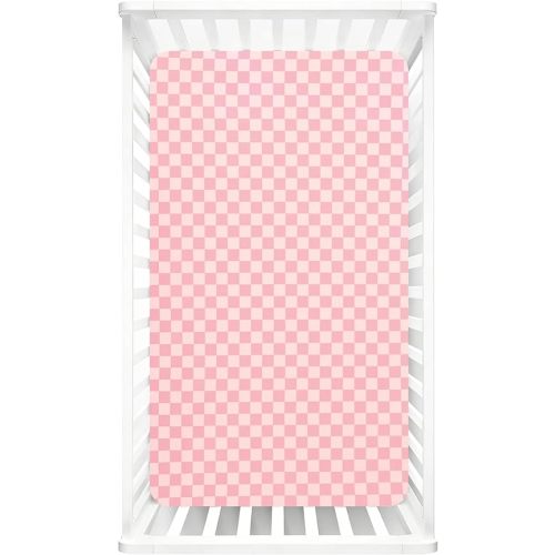 Crib Sheet for Baby Girls, Soft and Breathable Toddler Bed Sheets, Baby Fitted Crib Mattress Sheet 52"x28" Perfect for Standard Crib Mattress, Pink Checkered