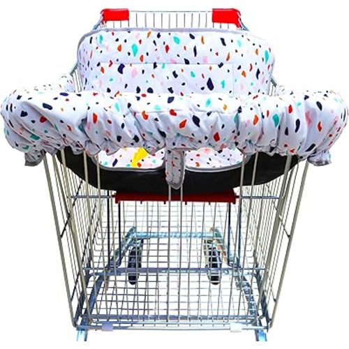 2-in-1 Shopping Cart and High Chair Cover-Grocery Cart Cover for Babies Toddlers Infants Resturant Highchair Cover-Padded Folds to Portable Pouch for Baby Boy Girl (Art)