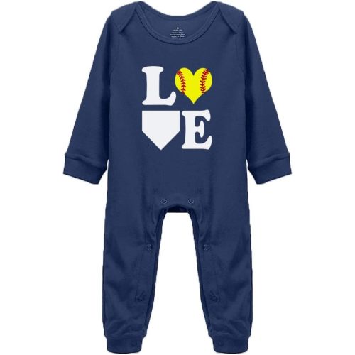Love Softball Unisex Baby Crawl Suit Rompers Bodysuit Outfits