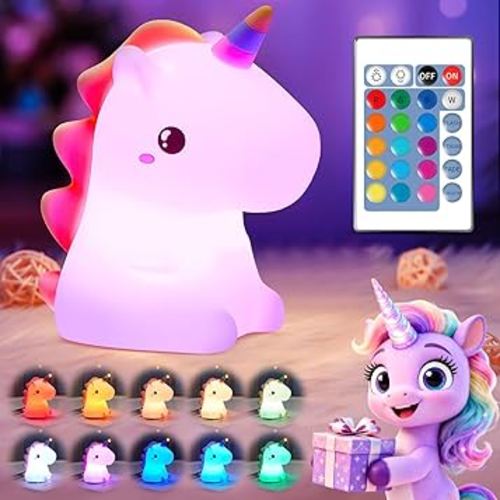 One Fire Unicorn Night Light for Kids, 16 Colors & Remote Control Baby Night Light, Rechargeable Unicorn Lamp, Cute Gifts for Kids Gifts Teen Girl Gifts