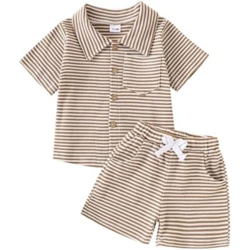 Baby Boy Clothes Toddler Summer Outfits Cute Striped Short-Sleeve Shirt + Bow Pocket Shorts Set 2Pcs 1-5 Years Old