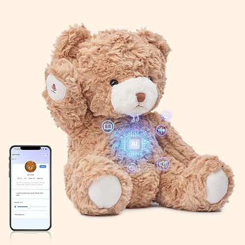 AI Talking Teddy Bear for Kids, Smart Interactive Plush Toy Powered by ChatGPT, Real-Time Chat, Memory & Voice Response, Safe Soft Gift for Boys & Girls Ages 3–9