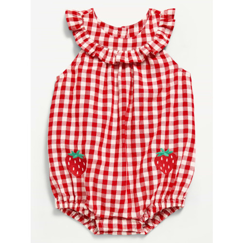 Printed Sleeveless Ruffled Collared Romper for Baby