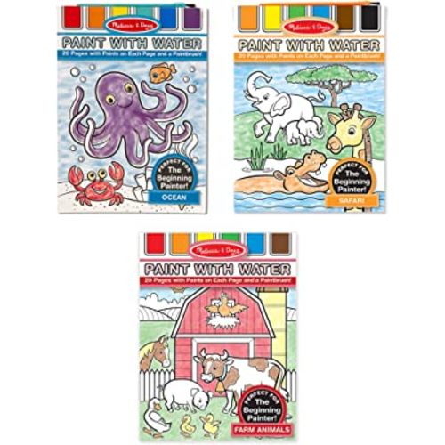 Melissa & Doug Paint With Water Activity Books Set: Farm, Ocean, Safari
