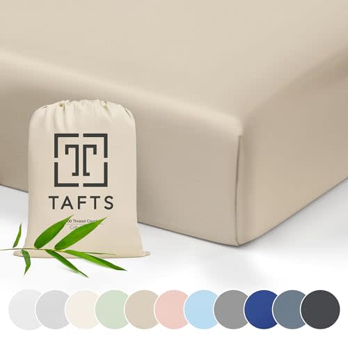Tafts Crib Sheets, 100% Viscose derived from Bamboo Fitted, Girls, Boys & Unisex, 8 Inch Deep Pocket, Standard Crib & Toddler Mattress, Cooling, Soft, 360 Elastic, Lifetime Quality, (28 x 52 Beige)