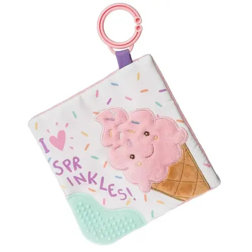 Sweet Soothie Crinkle Teether Toy with Baby Paper and Squeaker, 6 x 6-Inches, Sprinkles Ice Cream