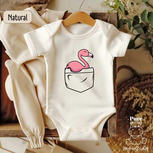 Flamingo Pocket Print Baby Bodysuit - Toddler Shirt