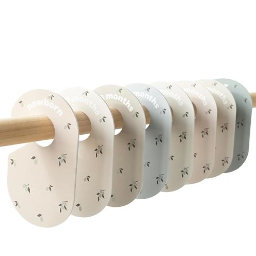 3 Sprouts Baby Closet Dividers Set of 8 - Toddler Clothes Organizer Hanger, Double-Sided Size Labels - Nursery Organization for Newborn Clothing, Infant, Boy & Girl - Olive