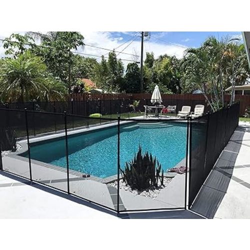 WaterWarden Safety Fence for Inground Pool 4’ x 24’ ft, Guards Children and Pets, UL Certified to ASTM F2288, 4 Foot Tall Removable Protection Barrier, Hardware Included, 2 Sets of 4'x12', Black