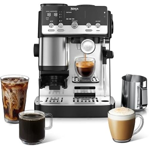 Ninja Luxe™ Café Mini | Espresso Machine & Drip Coffee | Built-in Burr Grinder, Precision Scale & Manual Steam Wand | Lattes, Cappuccinos & More | Stainless Steel | ES301
