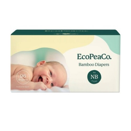 EcoPeaCo. Bamboo Diapers for Sensitive Skin - Select Size, Size: NB