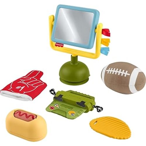 Fisher-Price Baby Toys Mini Me Moments Tiny Tailgater Set, 6 Sports-Themed Sensory Activities for Newborns Ages 3+ Months