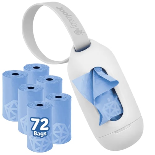 Jool Baby On-the-Go Diaper Disposal Bag Dispenser (Gray) + 6 Refill Rolls