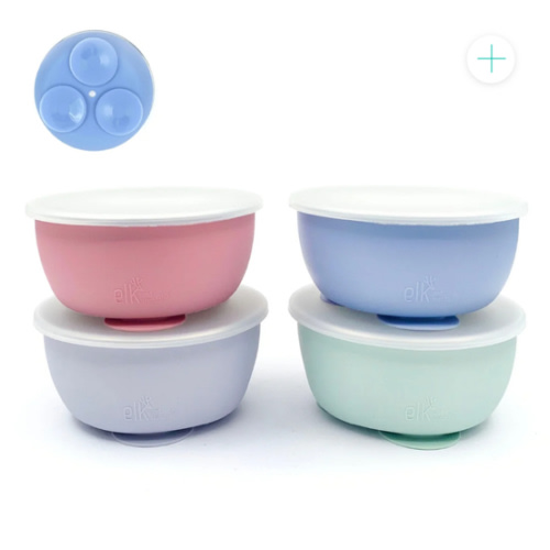Stainless Steel Bowl with Silicone Suction Sleeve + Lids