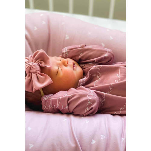 Solid Light Dusty Rose Personalized Newborn Baby Knot Gown