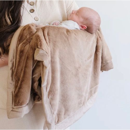 Custom Embroidered Blanket in hazelnut