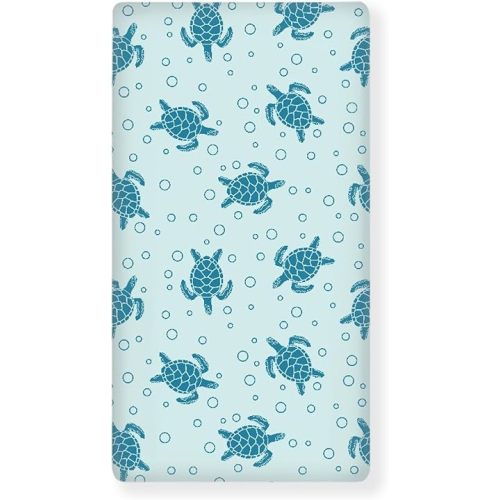 Sea Turtle Blue Fitted Crib Sheet for Boys Girls Cute Ocean Animals Baby Sheet for Standard Crib and Toddler Nautical Life Nursery Bed Mattress Sheets 28"x52"