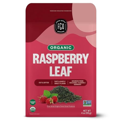 FGO Organic Red Raspberry Loose Leaf Herbal Tea, Cut and Sifted, Caffeine Free, 16oz Bulk Resealable Pouch, Packaging May Vary (Pack of 1)