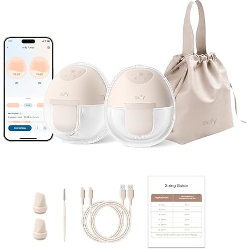 eufy Security Wearable Breast Pump E10, Hands-Free Electric Breast Pump with App Control, Personalized Smart Rhythm, Hospital Grade Suction for More Milk, Portable, Leak-Proof & Ultra-Quiet