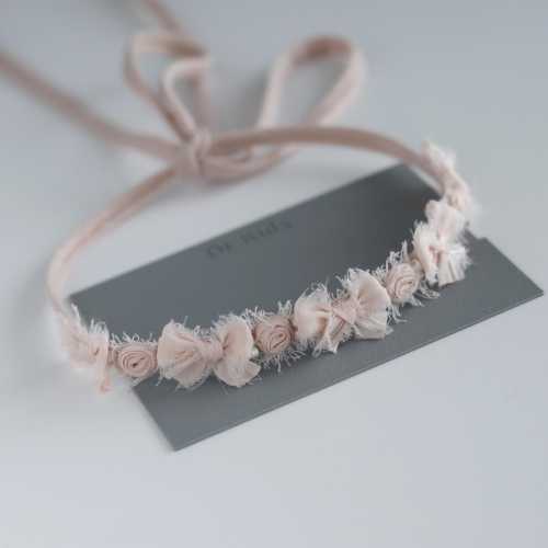 Beige-Pink boho newborn halo Cream newborn tieback Sitter headband Toddlerpearl halo Bows baby halo Tieback newborn Prop for Photography