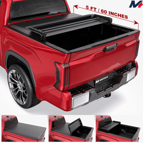 MOSTPLUS 5FT 3-Fold Tonneau Cover for 2016-2024 Toyota Tacoma TRD Truck Bed w/Lamp