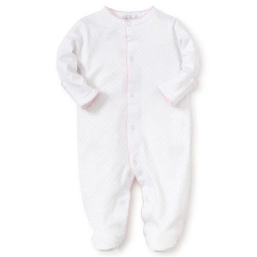 White/Pink New Kissy Dots Print Footie